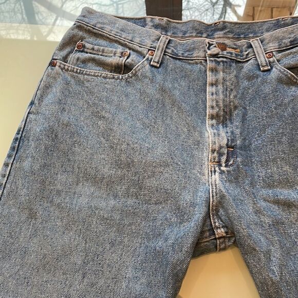 Wrangler jeans 39x29 blue regular fit laying flat approximately 35 waist - Picture 7 of 12